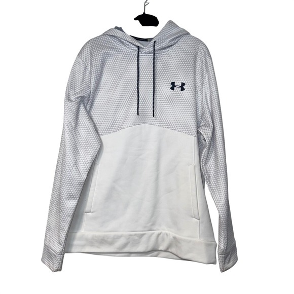 Under Armour Other - Under Armour White Grey Geometric Pattern Hoodie Mens‎ Large